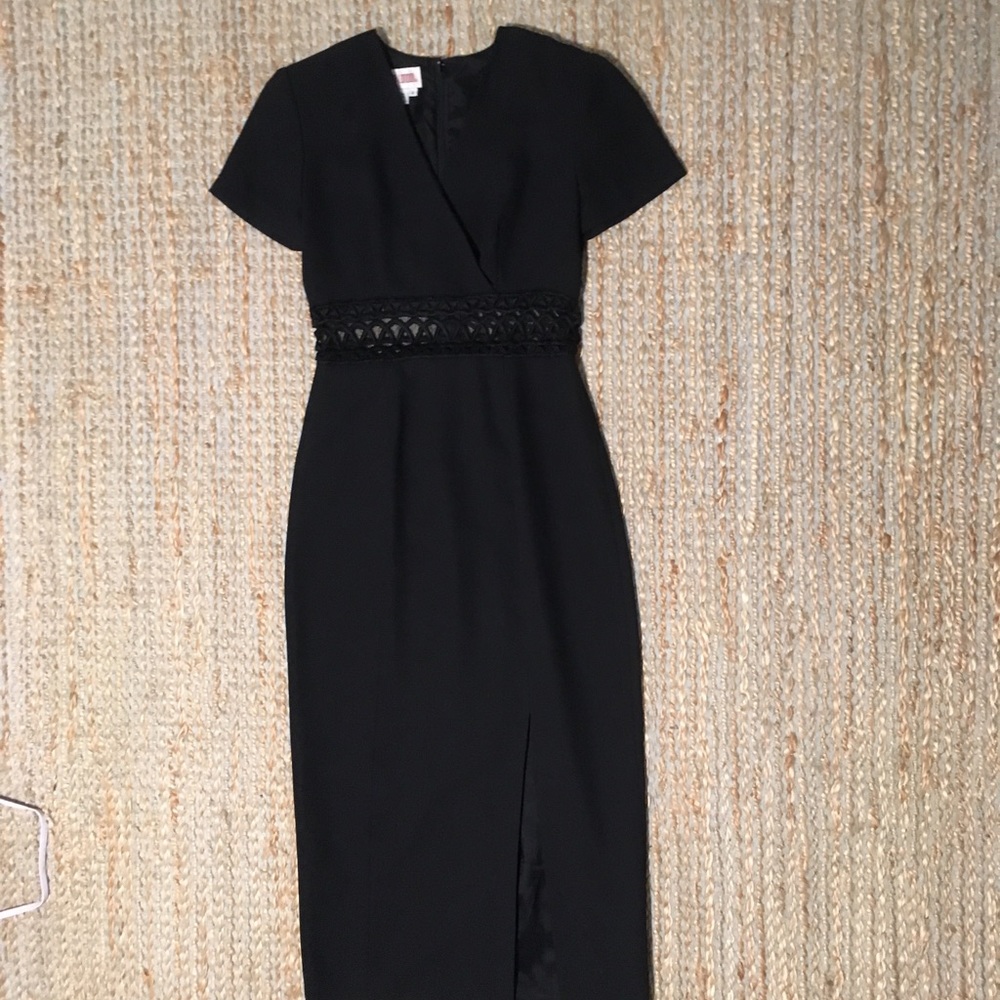 Maggy London sheer waist black dress